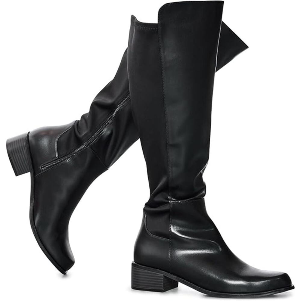 NWT ROOM OF FASHION Women Athletic Knee High Riding Boots - Black, 6.5